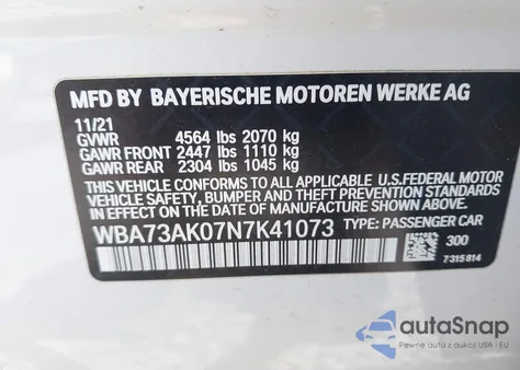 2022 BMW 228 Gran Coupe I xDrive из США, поврежденный, VIN WBA73AK07N7K41073